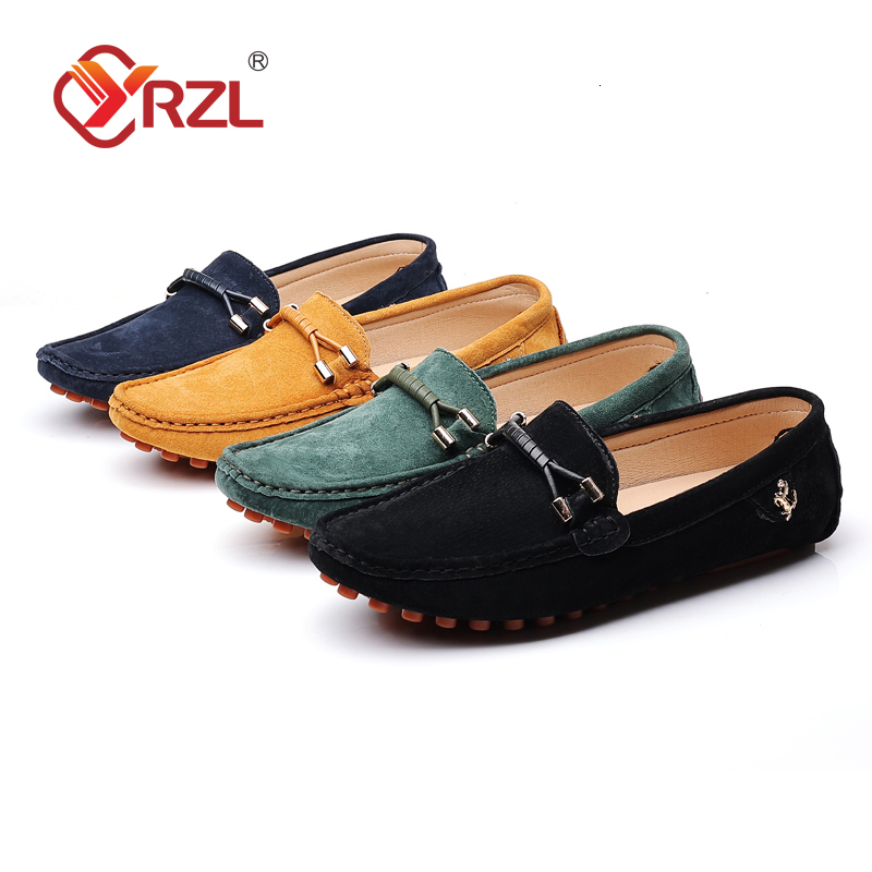 Dress YRZL Big Size 48 Soft Driving Moccasins High Quality Flats Genuine Leather Shoes Slip-on Suede Loafers for Men 230217