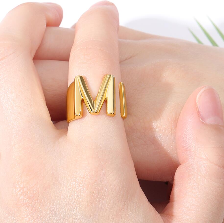 Chunky Wide Hollow A-Z 26 Letter Rings Gold Colors Metal Adjustable Opening Ring Initials Name Alphabet Female Party Fashion Jewelry
Chunky Wide Hollow A-Z 26 Letter Rings Gold Colors Metal Adjustable Opening Ring Initials Name Alphabet Female Party Fashion Jewelry