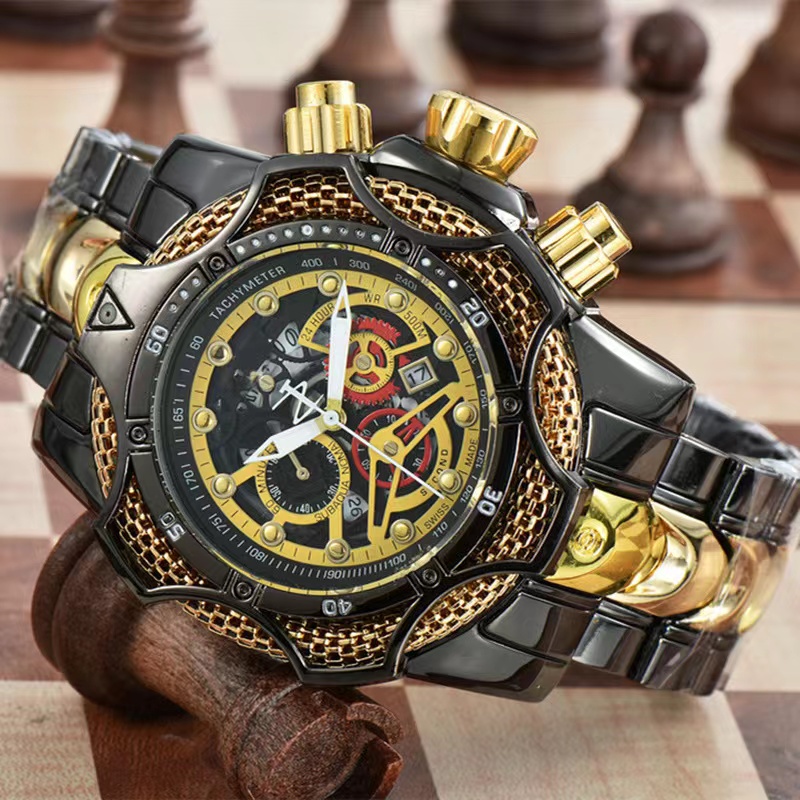 Large multifunctional alloy waterproof hollowed out gear quartz explosive men's watch, Split
Large multifunctional alloy waterproof hollowed out gear quartz explosive men's watch, Split
