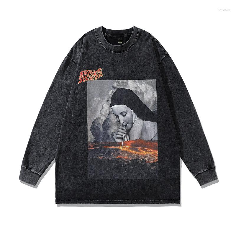 Men's T Shirts Streetwear Washed Shirt Drinking Sister Graphic Hip Hop Harajuku T-Shirt Men Vintage Cotton Long Sleeve Tshirt Loose Oversize, Black
Men's T Shirts Streetwear Washed Shirt Drinking Sister Graphic Hip Hop Harajuku T-Shirt Men Vintage Cotton Long Sleeve Tshirt Loose Oversize, Black