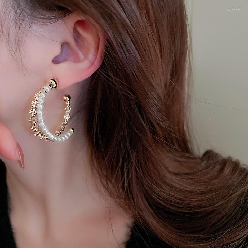 Hoop Earrings Double Layers C-shaped Pearls Metal Circle For Women Girls High Grade Silver Pins Jewelry Accessory 2023
Hoop Earrings Double Layers C-shaped Pearls Metal Circle For Women Girls High Grade Silver Pins Jewelry Accessory 2023