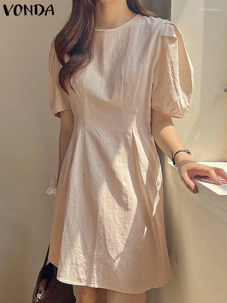 Party Dresses Women Dress 2023 VONDA Casual O Neck Puff Sleeve Sexy Solid Color Mini Summer Fashion Sundress Femininas Robe Femme, Beige
Party Dresses Women Dress 2023 VONDA Casual O Neck Puff Sleeve Sexy Solid Color Mini Summer Fashion Sundress Femininas Robe Femme, Beige