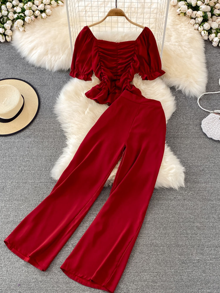 Women's Two Piece Pants Women Summer Fashion Casual High Waist Drape Wide Leg Square Collar Short Slim Blouse Two-piece Suit Female D0544Wom, Black
Women's Two Piece Pants Women Summer Fashion Casual High Waist Drape Wide Leg Square Collar Short Slim Blouse Two-piece Suit Female D0544Wom, Black