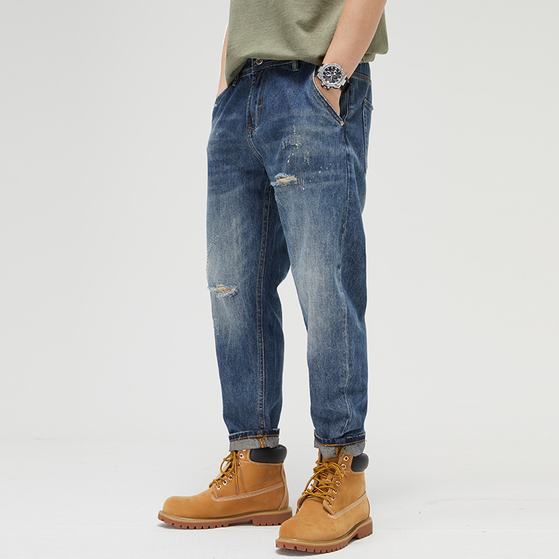 Men s Jeans Winter and Autumn Mens Casual Cotton Long Pants Fashion Windproof 230217, Blue