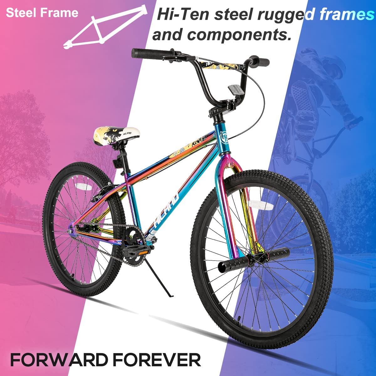 Hiland 24 26 inch BMX Bike from Beginner-Level to Advanced Riders with 2 Pegs, Kids Teenagers Adults BMX Bicycles, Multiple Colo
Hiland 24 26 inch BMX Bike from Beginner-Level to Advanced Riders with 2 Pegs, Kids Teenagers Adults BMX Bicycles, Multiple Colo