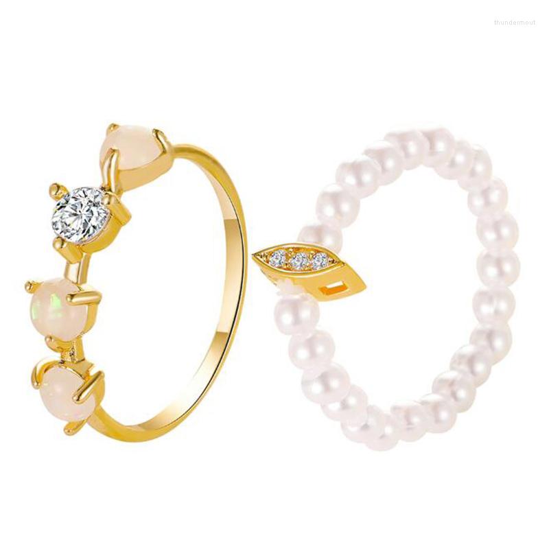 Cluster Rings 2pcs/set Elegant Simulated Pearl For Women Female Charm Opal Crystal Finger Ring Engagement Wedding Bands Jewelry
Cluster Rings 2pcs/set Elegant Simulated Pearl For Women Female Charm Opal Crystal Finger Ring Engagement Wedding Bands Jewelry