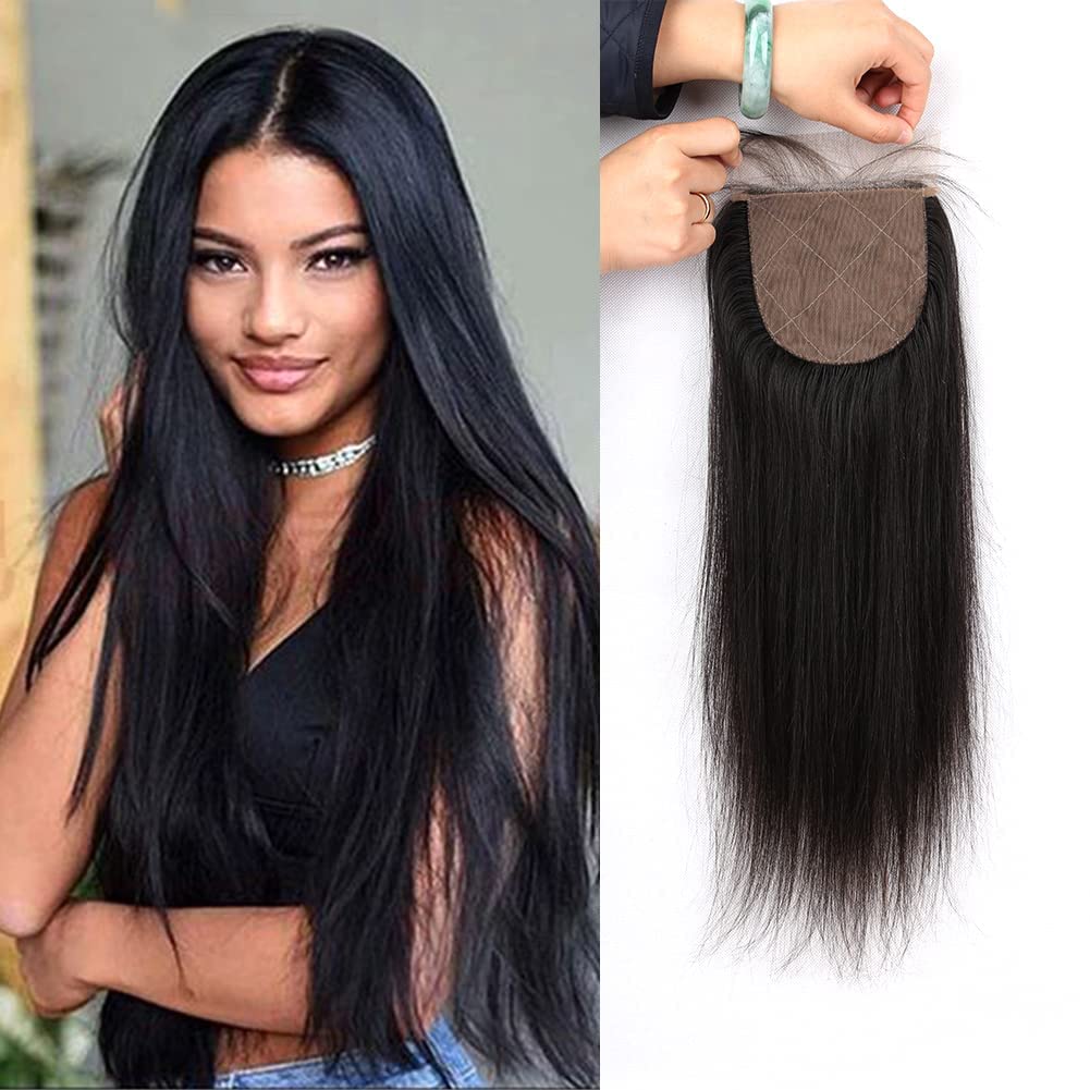 Real Virgin Brazilian Straight Hair Silk Base Lace Closure Natural Scalp Body Wave Human Hair Closures Deep Curly Bleach Knots Greatremy Vendor SALE
