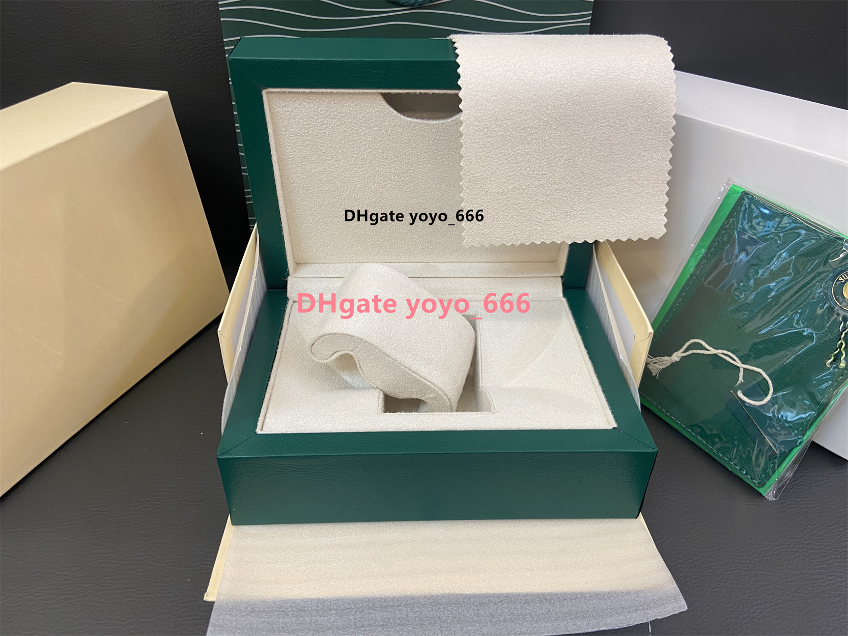 Fashion 5A original wooden watch boxes dark green watch accessories are applicable to 126660 126610 228239 228239 top quality gift box booklet card handbag
Fashion 5A original wooden watch boxes dark green watch accessories are applicable to 126660 126610 228239 228239 top quality gift box booklet card handbag