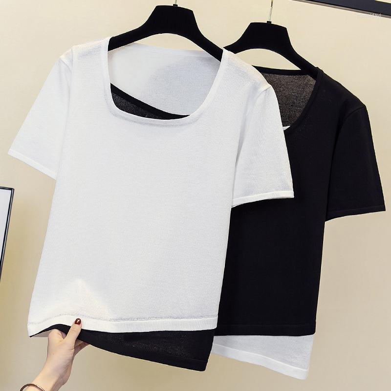 Women's Sweaters 4XL Size Women Summer Thin Kintting T-shirt Top 2023 Short Sleeve Patchwork Fake Two Loose Oversized Sweater Pullover, Black
Women's Sweaters 4XL Size Women Summer Thin Kintting T-shirt Top 2023 Short Sleeve Patchwork Fake Two Loose Oversized Sweater Pullover, Black