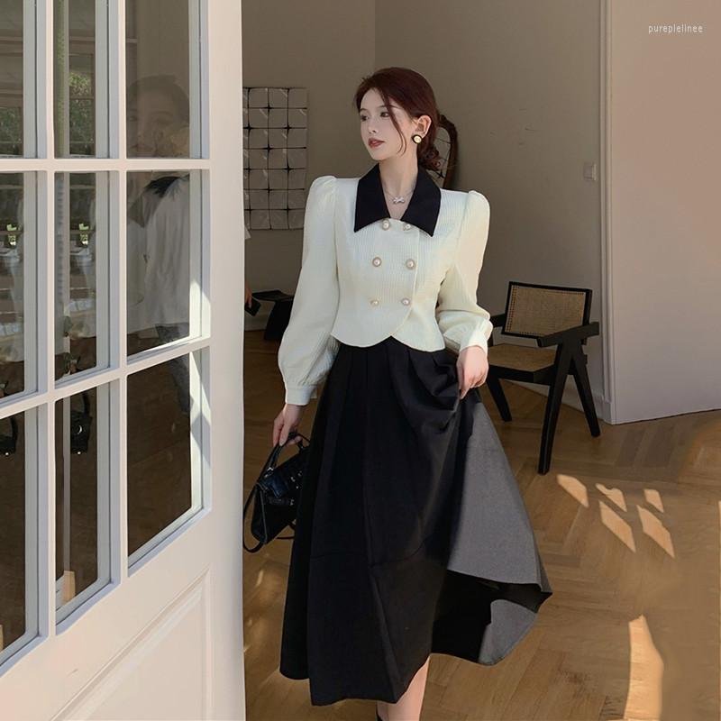 Work Dresses French Celebrity Lady 2 Pieces Dress Suits Double Breast Slim Short Jacket&Black A Line Skirt Sets Vintage 2pc Matching, Two pieces
Work Dresses French Celebrity Lady 2 Pieces Dress Suits Double Breast Slim Short Jacket&Black A Line Skirt Sets Vintage 2pc Matching, Two pieces