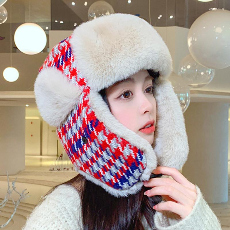 Berets HT4134 Winter Hats For Women Ladies Plaid Earflap Cap Female Thick Warm Russian Fur Hat Windproof Ski Trapper Bomber, Red
Berets HT4134 Winter Hats For Women Ladies Plaid Earflap Cap Female Thick Warm Russian Fur Hat Windproof Ski Trapper Bomber, Red