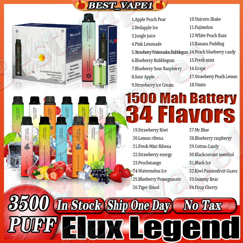 Elux Legend Disposable E cigarettes 3500 Puffs Vape Pen 1500mAh Battery Vaporizer Stick Vapor Kit 2% 10ml Pre Filled Cartridge Device geek bar
Elux Legend Disposable E cigarettes 3500 Puffs Vape Pen 1500mAh Battery Vaporizer Stick Vapor Kit 2% 10ml Pre Filled Cartridge Device geek bar