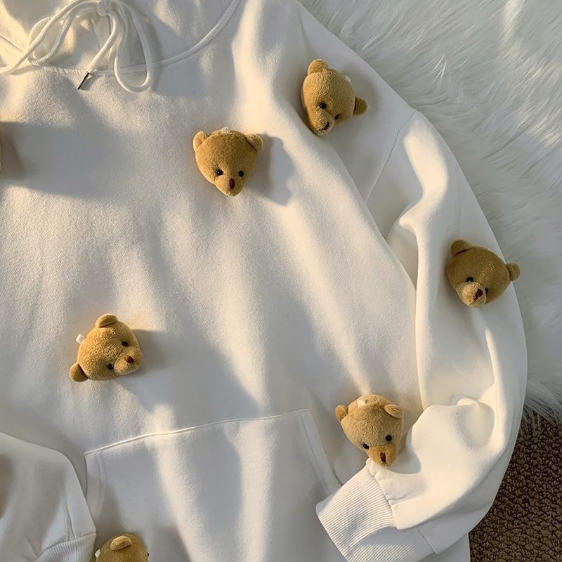 Women s Hoodies Sweatshirts Harajuku Kawaii Tops Y2k Cute Bear Doll Girl Sweatshirt Spring Winter Female Loose Casual Oversize Pullover Korean Style 2
