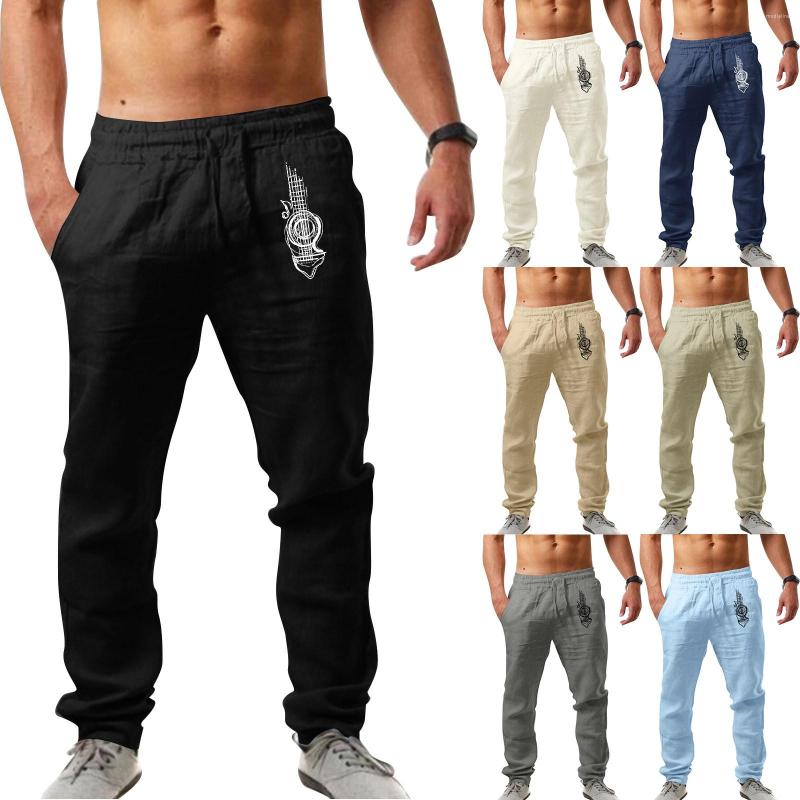 Men's Pants Loose Men Light Mens Fashion Casual Printed Linen Pocket Lace Up Large Size, Black 
Men's Pants Loose Men Light Mens Fashion Casual Printed Linen Pocket Lace Up Large Size, Black