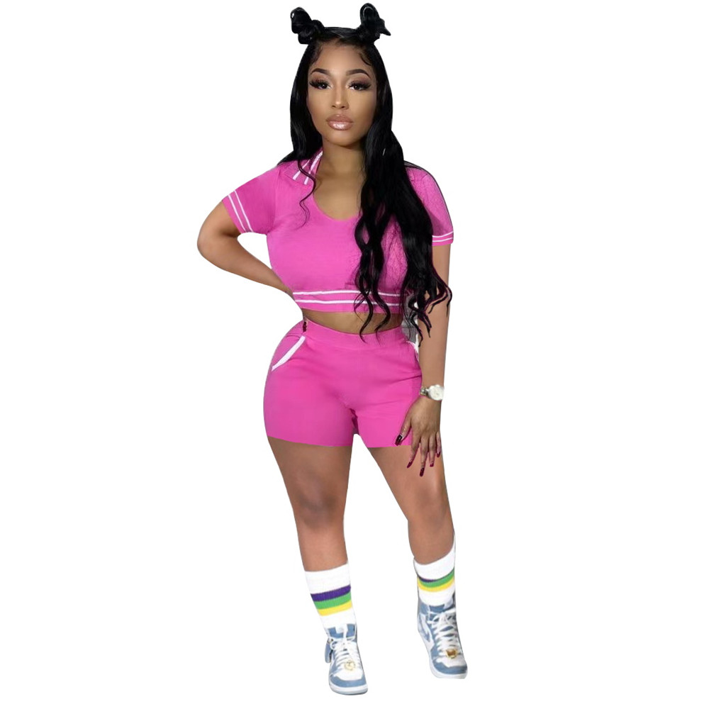2023 Designer Summer Tracksuits Women Outfits Two Piece Sets Spring Clothes Short Sleeve T-Shirt and Shorts Casual Solid Sportswear Wholesale Bulk ite