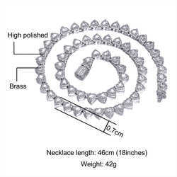 7mm Heart Cut Diamond Tennis Chain Iced Out Necklace Bracelet Set Rose Gold Plated Women Luxury Jewelry Set