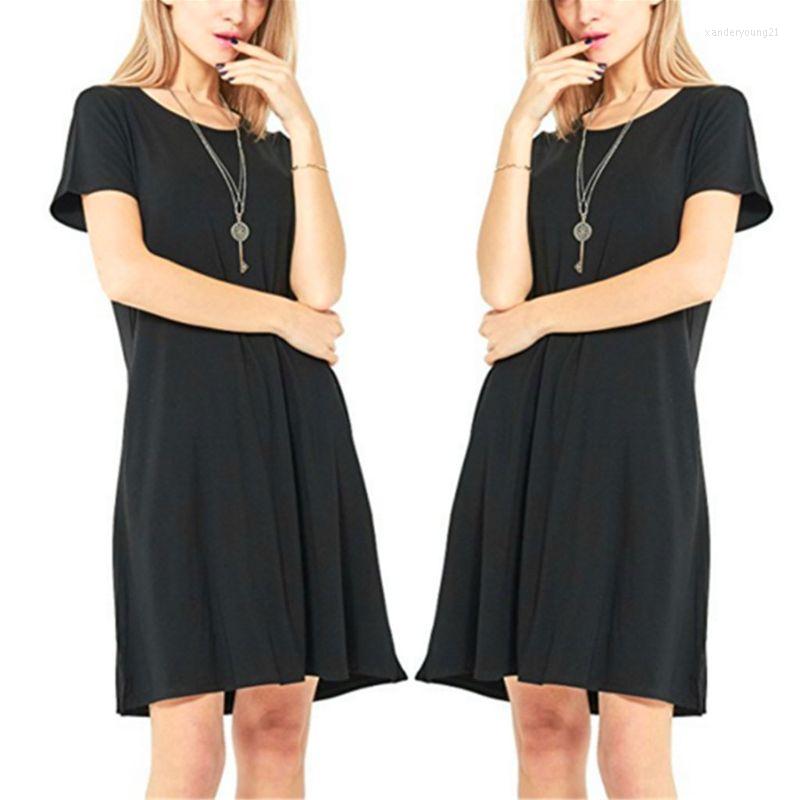 Party Dresses Womens Summer Plus Size Short Sleeves Midi Swing T-Shirt Dress Plain Solid Color Crew Neck Casual Loose Pullover Tunic Tops, No.bk
Party Dresses Womens Summer Plus Size Short Sleeves Midi Swing T-Shirt Dress Plain Solid Color Crew Neck Casual Loose Pullover Tunic Tops, No.bk
