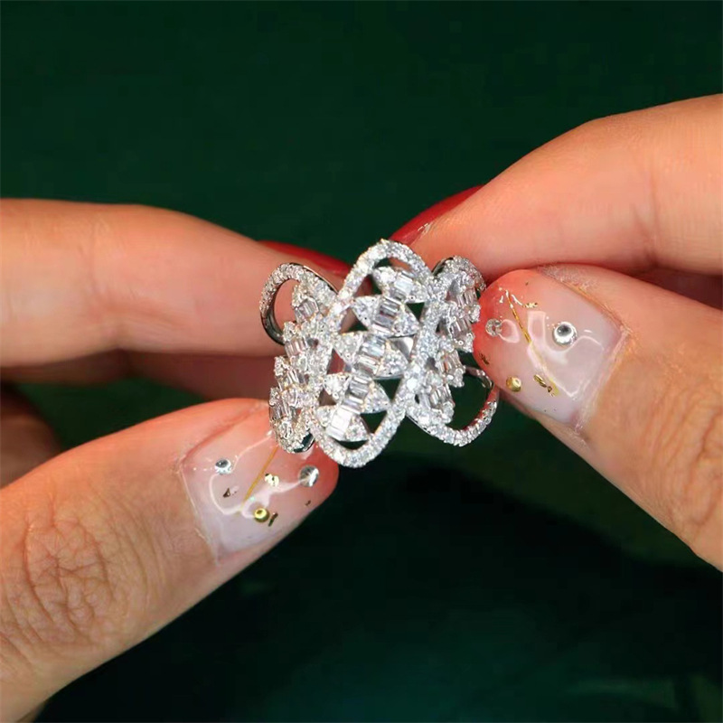 Wedding Rings: Sterg Sier Princess Cut White Topaz CZ Dia Open Adjustable Ring