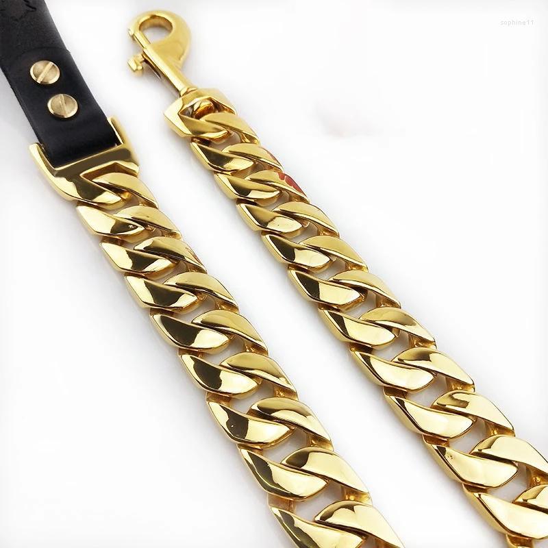 Dog Collars Dog Collars Durable Strong Collar With Metal Dogs Leash Set Stainless Steel Cuban Link Chain For Medium Large Walking Traning H250219