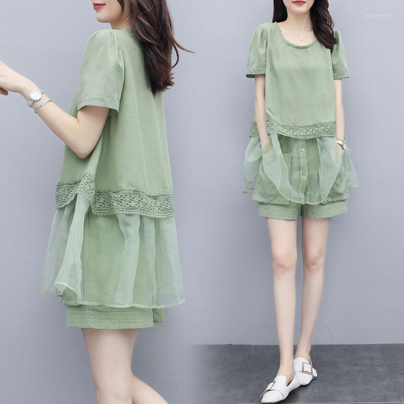 Women' Two Piece Pants Set Women' 2023 Summer Style Female Stitching Two-Oiece Short-Sleeved Tops Shorts Casual Suits Fashion 2PCS, Green
Women' Two Piece Pants Set Women' 2023 Summer Style Female Stitching Two-Oiece Short-Sleeved Tops Shorts Casual Suits Fashion 2PCS, Green