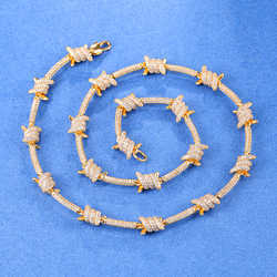 8mm Iced Out Men Wire Chain Bard Wire Choker Hip Hop Jewelry Men Diamond Barb Wire Chain
