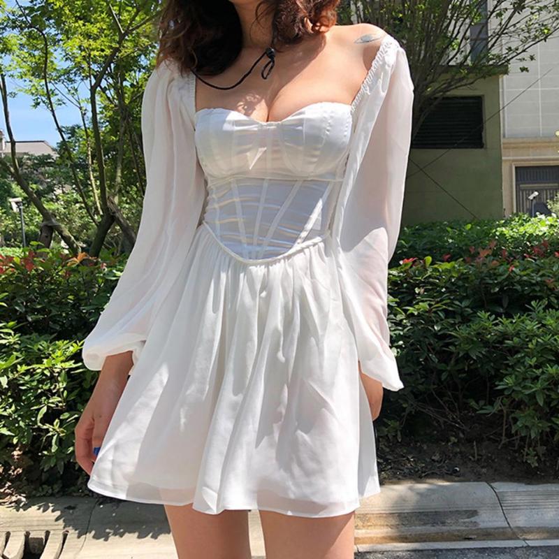 Casual Dresses Women Fashion Elegant White Princess Dress Solid Color Lantern Sleeve Square Neck High Waist A-Line Mini Female ClothesCasual
Casual Dresses Women Fashion Elegant White Princess Dress Solid Color Lantern Sleeve Square Neck High Waist A-Line Mini Female ClothesCasual