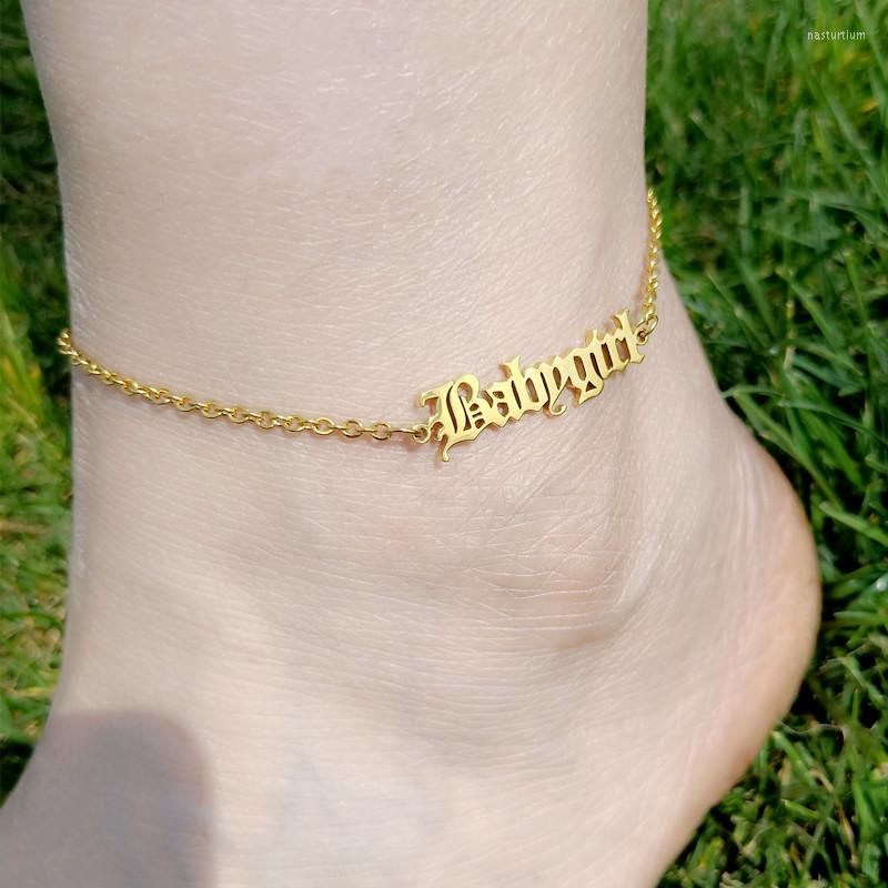 Anklets Baby Girl Gold Chian Enkelbandjes Sieraden Old English Font Letter Bracelets Boho Jewelry Women Graduation Gift
Anklets Baby Girl Gold Chian Enkelbandjes Sieraden Old English Font Letter Bracelets Boho Jewelry Women Graduation Gift