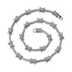 8mm Iced Out Men Wire Chain Bard Wire Choker Hip Hop Jewelry Men Diamond Barb Wire Chain
