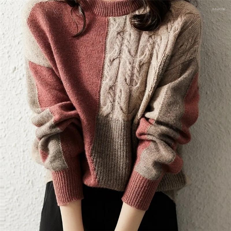 Women's Sweaters Sweater Women's Autumn Winter Stitching Contrast Color Thickened Round Neck Pullover Knitted Top Fashion Female, Brick red
Women's Sweaters Sweater Women's Autumn Winter Stitching Contrast Color Thickened Round Neck Pullover Knitted Top Fashion Female, Brick red