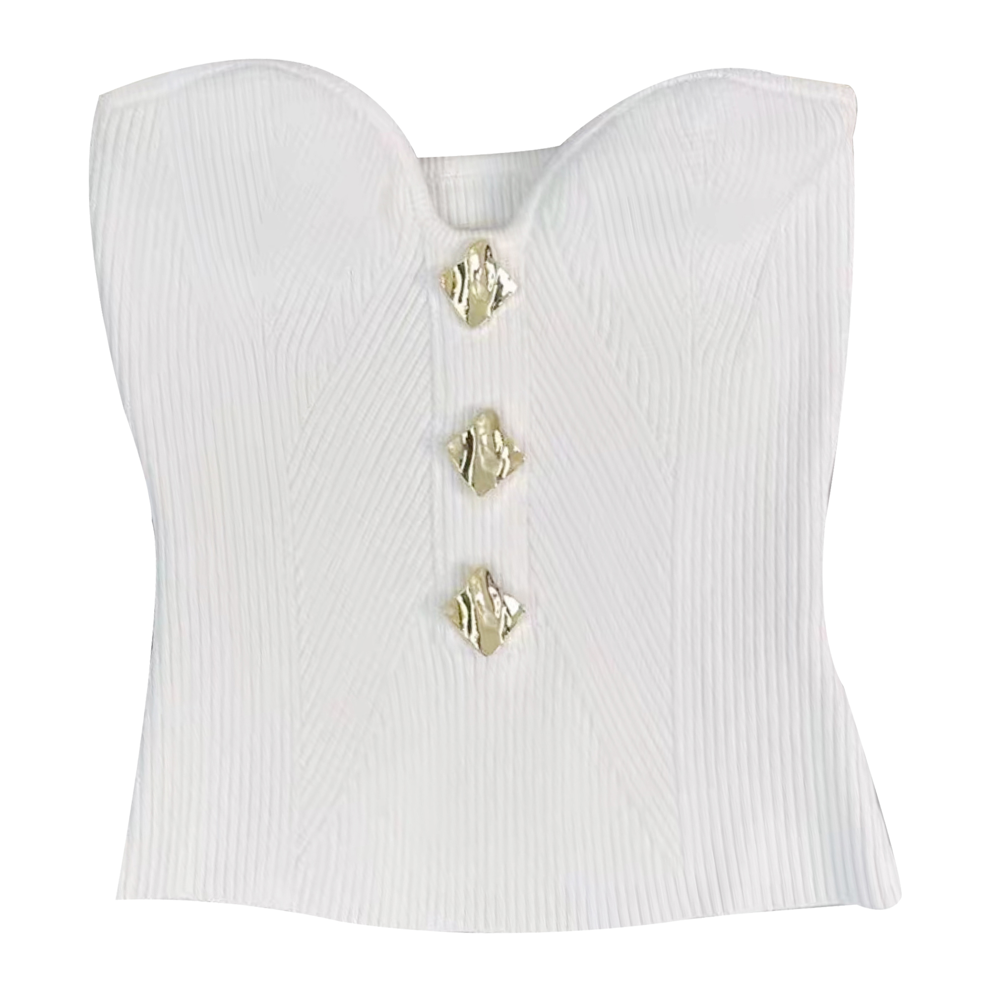 Womens tube top knitted gold buttons patchwork bodycon sexy slim waist tanks camis SMLXL