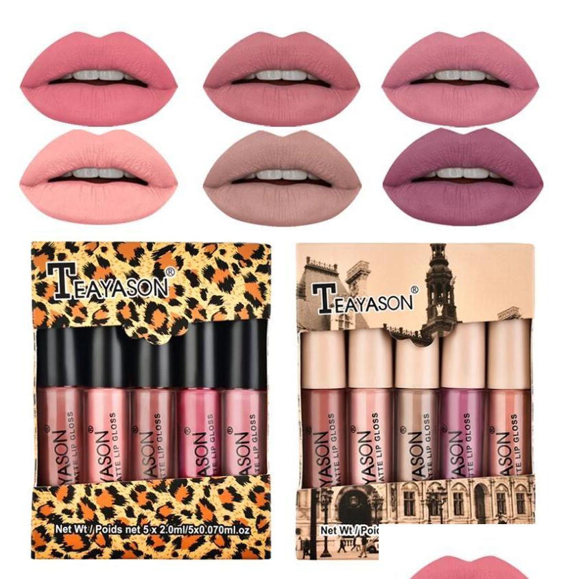 Lip Gloss Teayason 5Pcs Nude Matte Liquid Lipstick Set Y Red Veet Waterproof Long Lasting Makeup Lips Tint Cosmetic Beauty Drop Deli Dhz4M
Lip Gloss Teayason 5Pcs Nude Matte Liquid Lipstick Set Y Red Veet Waterproof Long Lasting Makeup Lips Tint Cosmetic Beauty Drop Deli Dhz4M