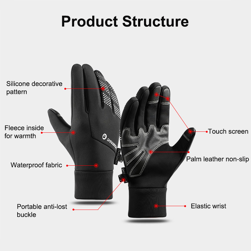 Cycling Gloves Winter Warm Gloves Waterproof Windproof Cold-proof Touch Screen Cycling Gloves Men Outdoor Running Skiing Bicycle Sports Gloves 230220
