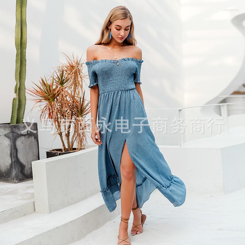 Casual Dresses European And American 2023 Spring/Summer Sexy Style Ruffled Split Off-Shoulder Short Sleeve Polka Dot Midi Dress, Blue
Casual Dresses European And American 2023 Spring/Summer Sexy Style Ruffled Split Off-Shoulder Short Sleeve Polka Dot Midi Dress, Blue