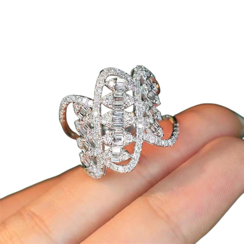 Wedding Rings: Sterg Sier Princess Cut White Topaz CZ Dia Open Adjustable Ring