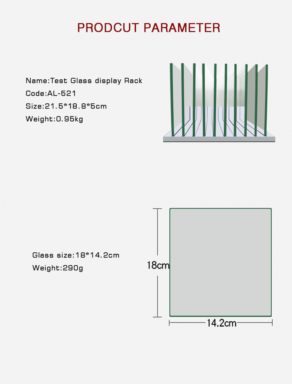 Professional Window Film Tester Display Stand, Aluminum Alloy Organizer Rack with 10 Glass Panels for Tint Sample Swatches and Demo Tools AL-521
