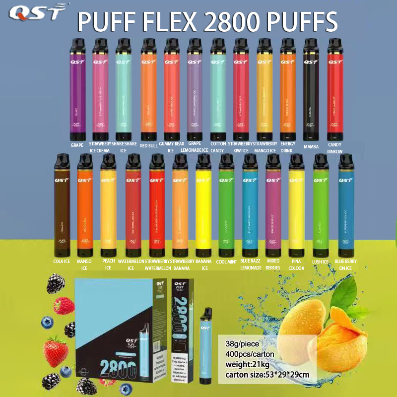 Delivery Duty Paid E Cigarette PUFF 2800 Puffs Flex Disposable Vape Pen Device Device 0% 2% 5% 1500mAh Battery 10ml Prefilled Cartridge Fliex
Delivery Duty Paid E Cigarette PUFF 2800 Puffs Flex Disposable Vape Pen Device Device 0% 2% 5% 1500mAh Battery 10ml Prefilled Cartridge Fliex