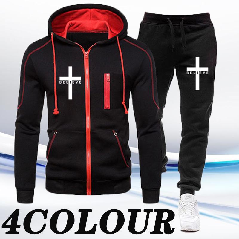Men's Hoodies & Sweatshirts Fashion Sportswear Spring Autumn Believe Cross Hoodie And Pants Long Sleeve Vertical Zip Jogging Track, Black
Men's Hoodies & Sweatshirts Fashion Sportswear Spring Autumn Believe Cross Hoodie And Pants Long Sleeve Vertical Zip Jogging Track, Black