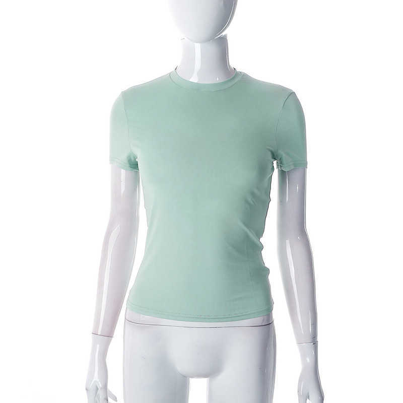 Women's Spring New Solid Round Neck Short Sleeve Basic T-shirt Top summer fashion shirts