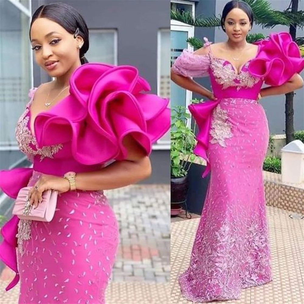 Plus 2023 Size Arabic Aso Ebi Pink Mermaid Luxurious Prom Dresses Beaded Tulle Evening Formal Party Second Reception Gowns Dress