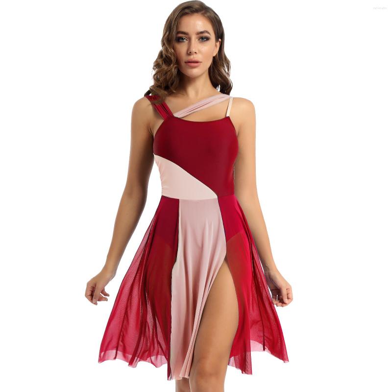 Stage Wear Womens Lyrical Modern Contemporary Dance Dress Sleeveless Mesh Shoulder Straps Color Block Competition Leotard, Burgundy
Stage Wear Womens Lyrical Modern Contemporary Dance Dress Sleeveless Mesh Shoulder Straps Color Block Competition Leotard, Burgundy