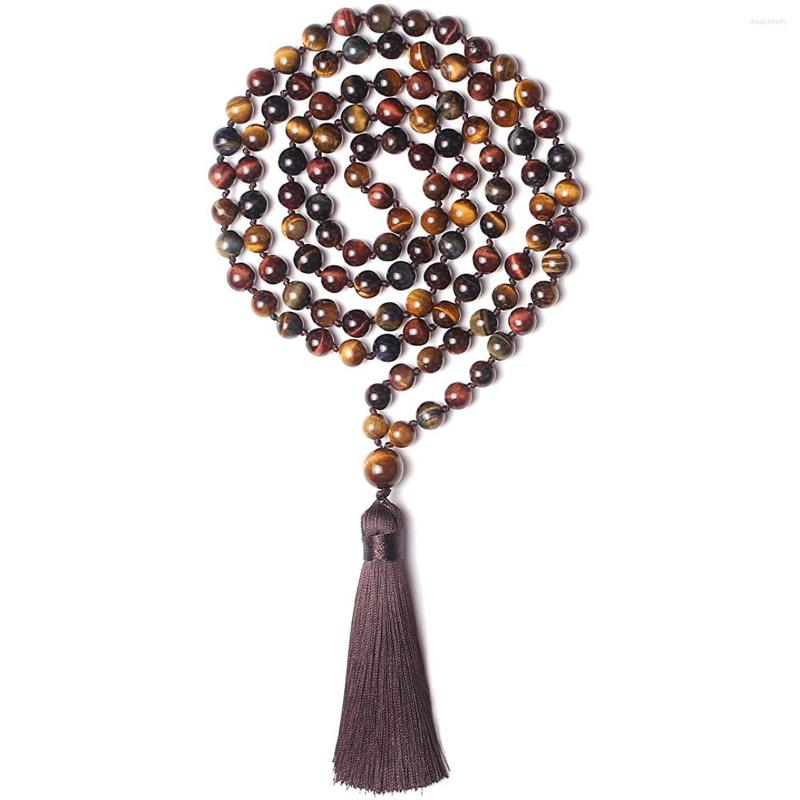 Pendant Necklaces 108 Mala Beads Tiger Eye Stone Knotted Tassel Necklace 8mm Natural Sweater Chain Meditation Long
Pendant Necklaces 108 Mala Beads Tiger Eye Stone Knotted Tassel Necklace 8mm Natural Sweater Chain Meditation Long