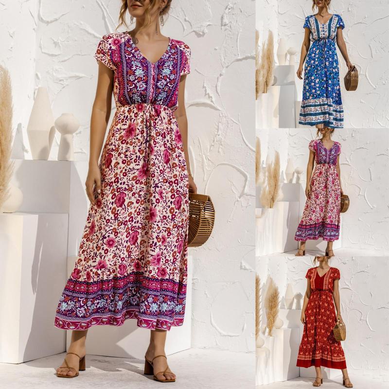Party Dresses 2023 Summer Women Casual Buttons Patching Short Sleeve Bandage Hawaiian Dress Mai Women' Elegant Long Vestido
Party Dresses 2023 Summer Women Casual Buttons Patching Short Sleeve Bandage Hawaiian Dress Mai Women' Elegant Long Vestido