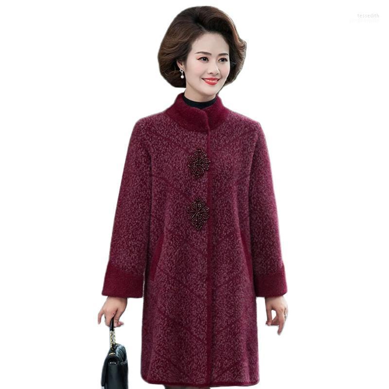 Women's Wool & Blends Middle-aged Women Woolen Coat Winter Imitate Mink Fleece Jacket Fashion Mid Long Thick Warm Female Outwear R1689 Tess2, Grey
Women's Wool & Blends Middle-aged Women Woolen Coat Winter Imitate Mink Fleece Jacket Fashion Mid Long Thick Warm Female Outwear R1689 Tess2, Grey