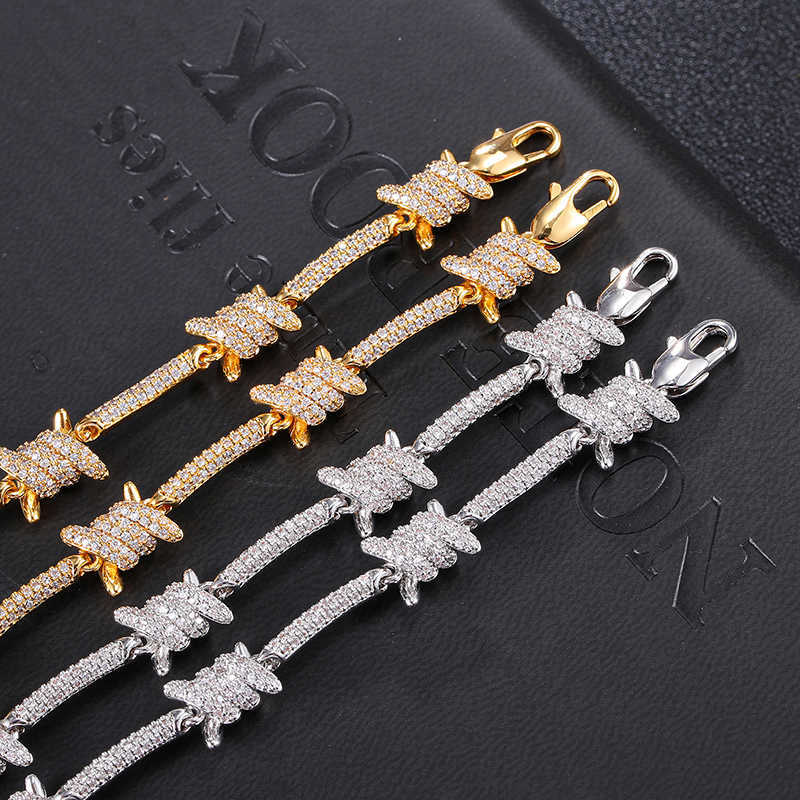 8mm Iced Out Men Wire Chain Bard Wire Choker Hip Hop Jewelry Men Diamond Barb Wire Chain