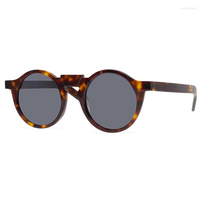 Sunglasses Trendy Large Round Frame Neutral Retro TAC Polarized Frosted Glasses