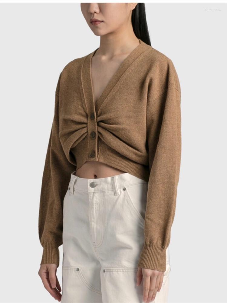 Women' Knits Deep V Pleated Crop Knit Cardigan Long Sleeve Single Breasted Casual Solid Color Sweater Top Female 2023, Dark gray
Women' Knits Deep V Pleated Crop Knit Cardigan Long Sleeve Single Breasted Casual Solid Color Sweater Top Female 2023, Dark gray