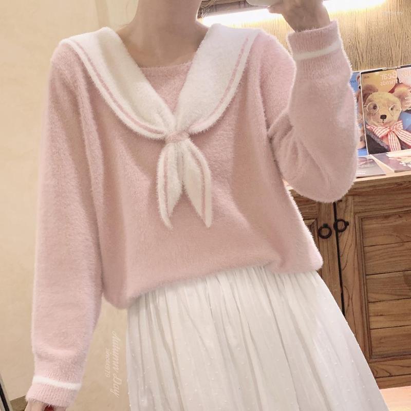 Women' Sweaters Japanese Sweater Women Sailor Collar Long Sleeve Knitwears Pink Pullovers Tops Femme Fall Clothes Preppy Style Sueter De
Women' Sweaters Japanese Sweater Women Sailor Collar Long Sleeve Knitwears Pink Pullovers Tops Femme Fall Clothes Preppy Style Sueter De