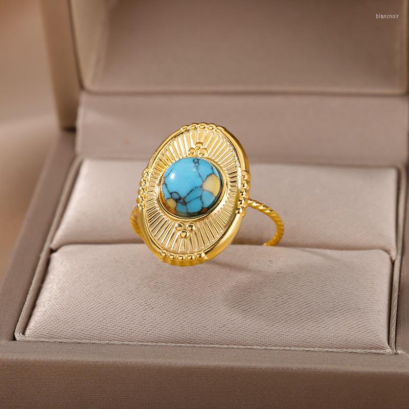 Wedding Rings Ethnic Boho Round Big For Women Stainless Steel Natural Stone Ring Adjustable Open Cuff Finger Vintage Jewelry Bague
Wedding Rings Ethnic Boho Round Big For Women Stainless Steel Natural Stone Ring Adjustable Open Cuff Finger Vintage Jewelry Bague