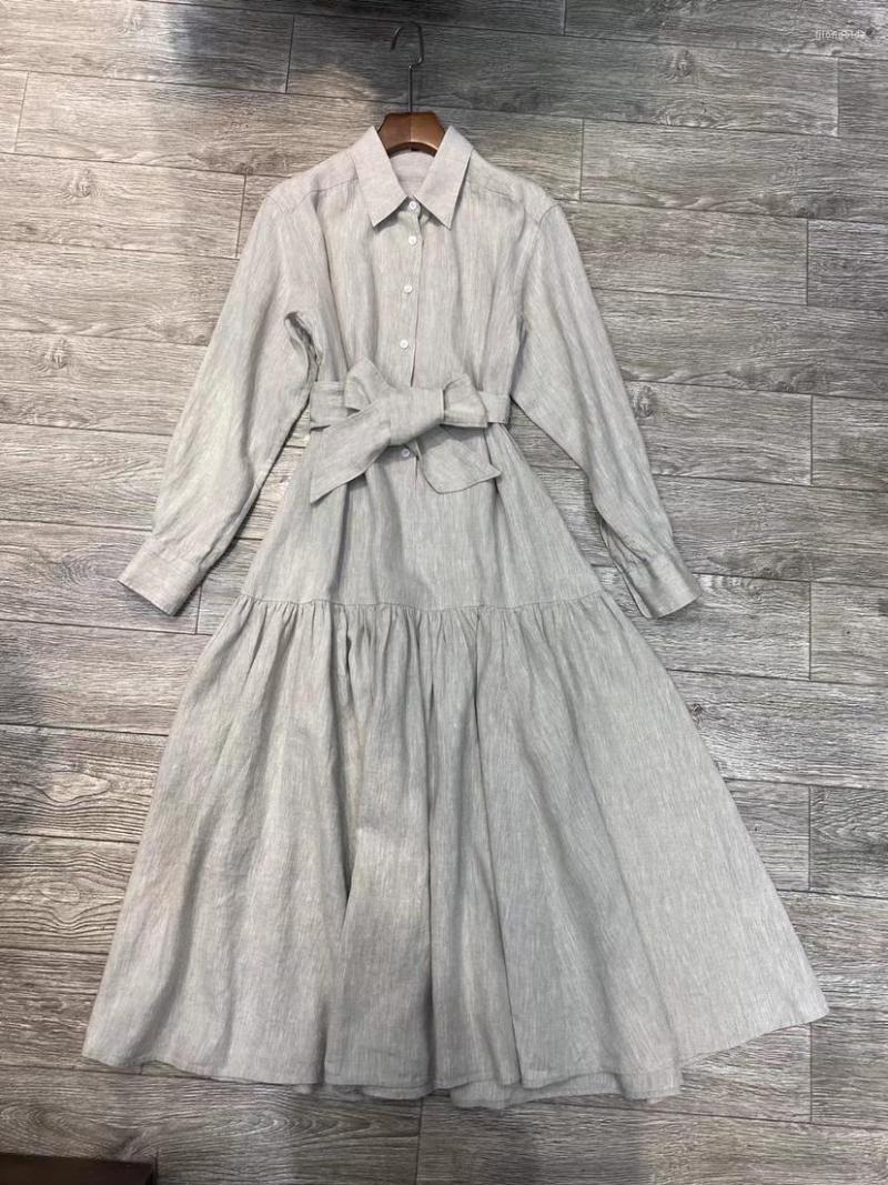 Casual Dresses High Quality Autumn Women Fashion Runway Designer Polo Collar Long Sleeve Lace Up Waist Linen Irreguler Midi Dress, Beige
Casual Dresses High Quality Autumn Women Fashion Runway Designer Polo Collar Long Sleeve Lace Up Waist Linen Irreguler Midi Dress, Beige