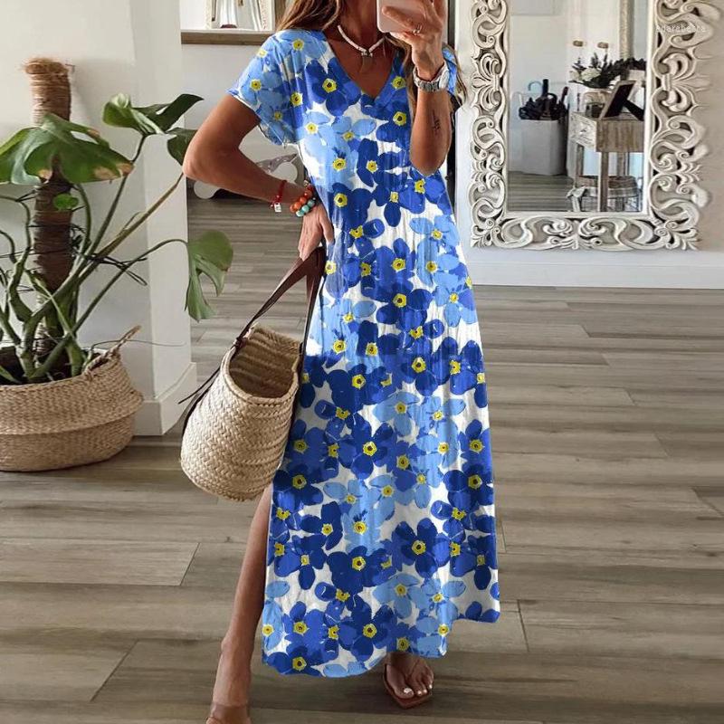 Party Dresses 2023 Women' Summer Print Short Sleeve Long O Neck Oversizd Thin Ladies Casual Blue Small Flower Floral Dress
Party Dresses 2023 Women' Summer Print Short Sleeve Long O Neck Oversizd Thin Ladies Casual Blue Small Flower Floral Dress